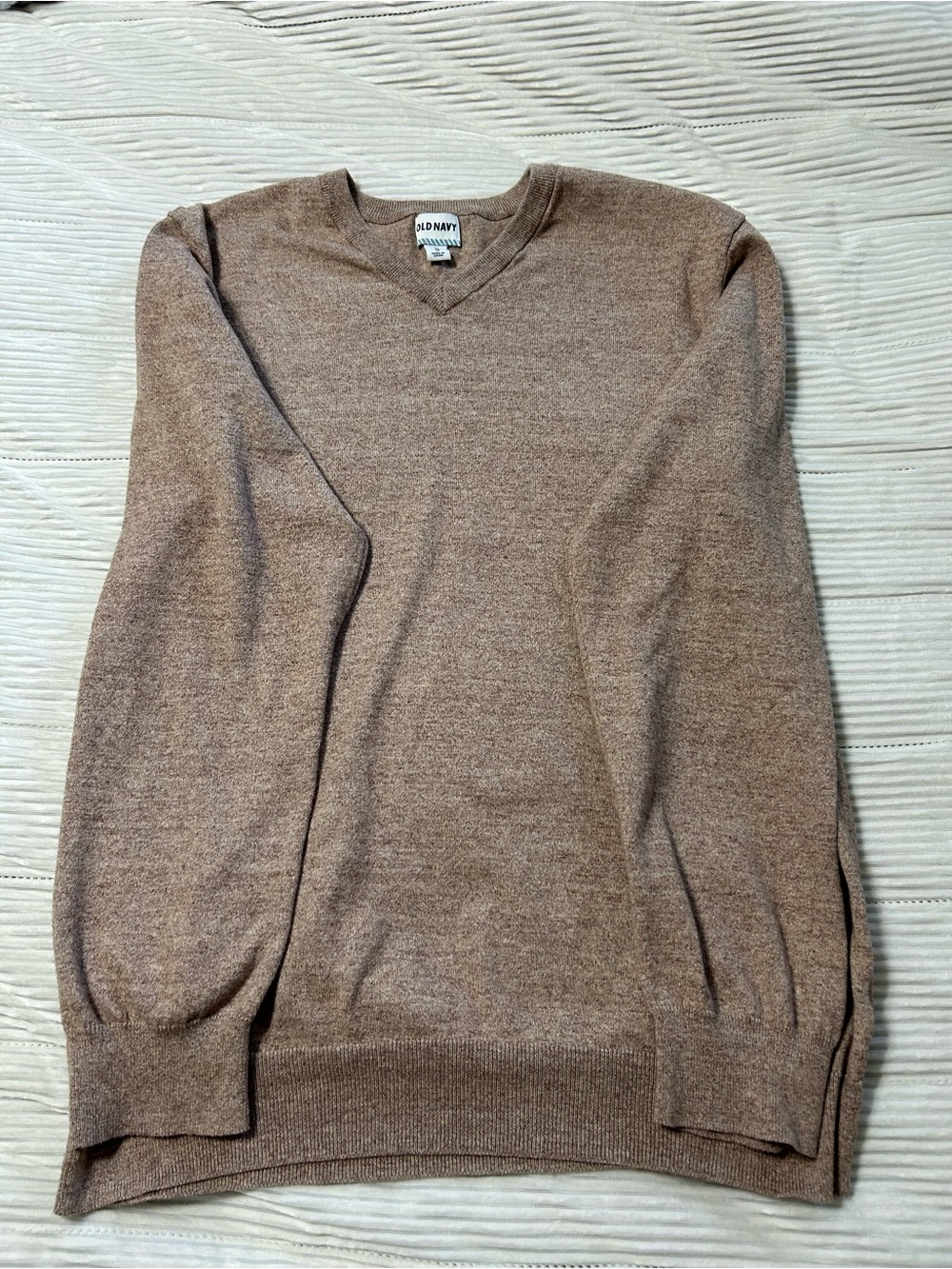Old Navy Men's V-Neck Tan/Brown Knit Sweater